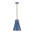 Brasserie 1 Light Mini Pendant - French Blue/Heritage Bronze