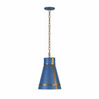 Brasserie 1 Light Mini Pendant - French Blue/Heritage Bronze