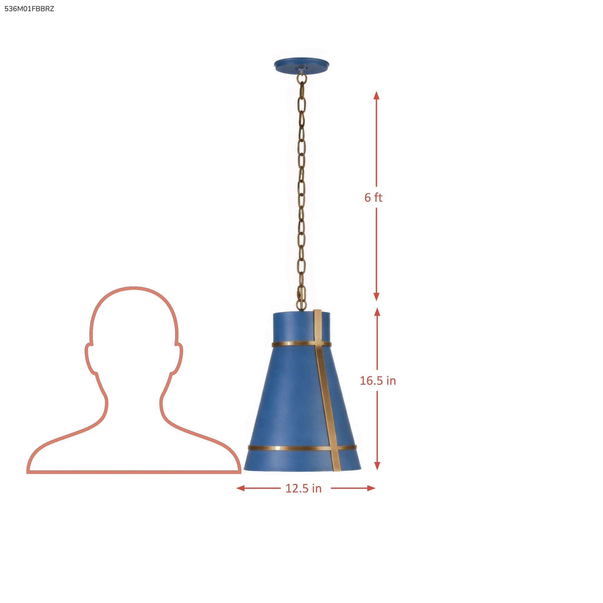 Brasserie 1 Light Mini Pendant - French Blue/Heritage Bronze