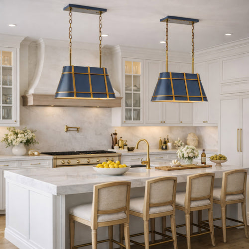 Brasserie 3 Light Linear - French Blue/Heritage Bronze
