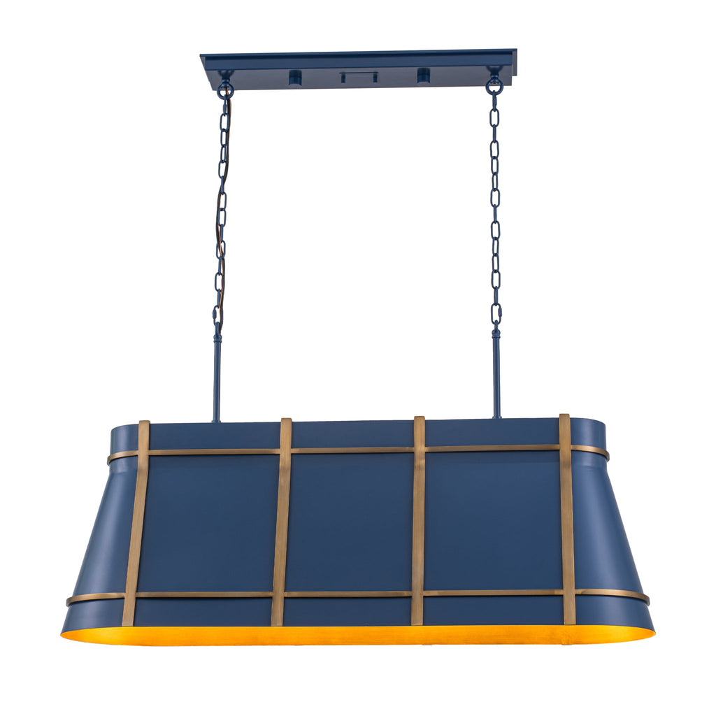 Brasserie 4 Light Linear - French Blue/Heritage Bronze