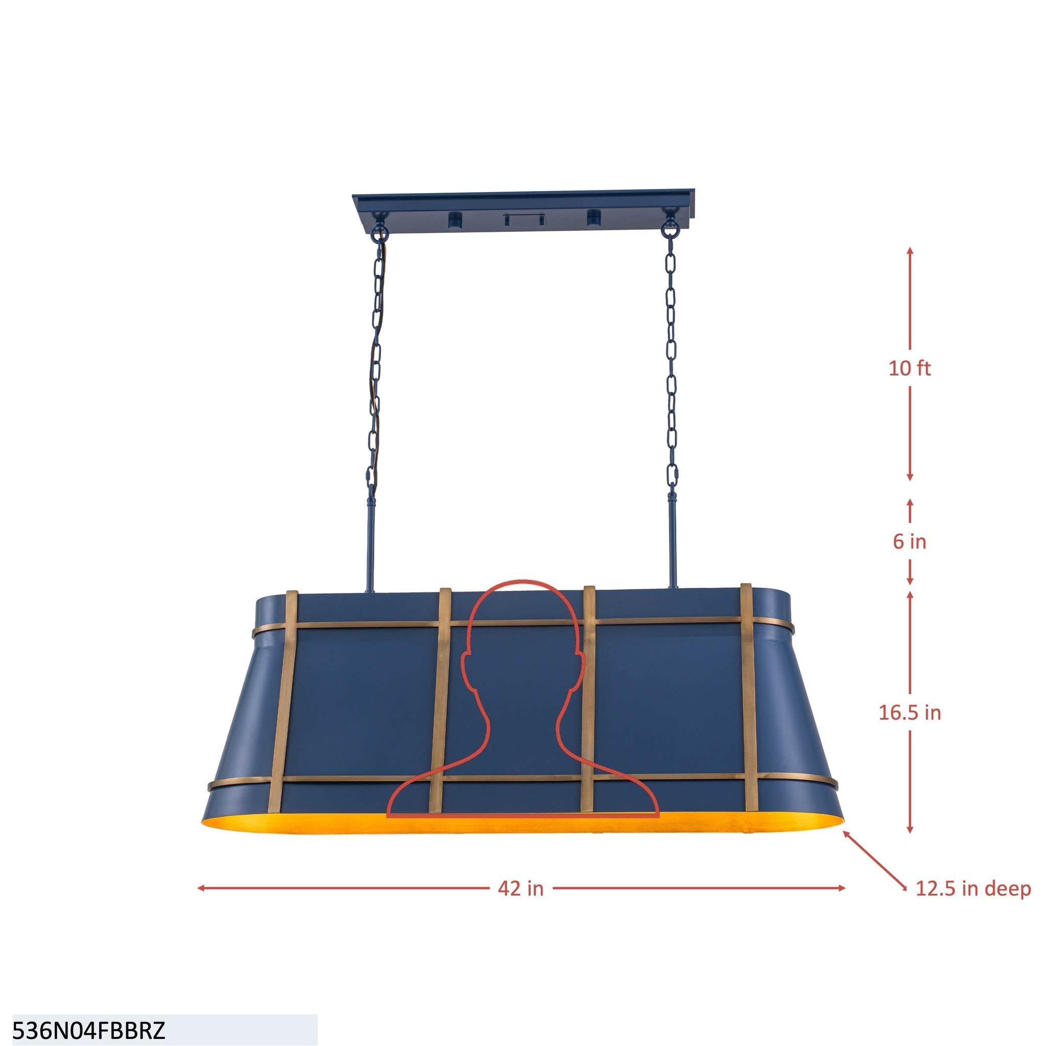 Brasserie 4 Light Linear - French Blue/Heritage Bronze