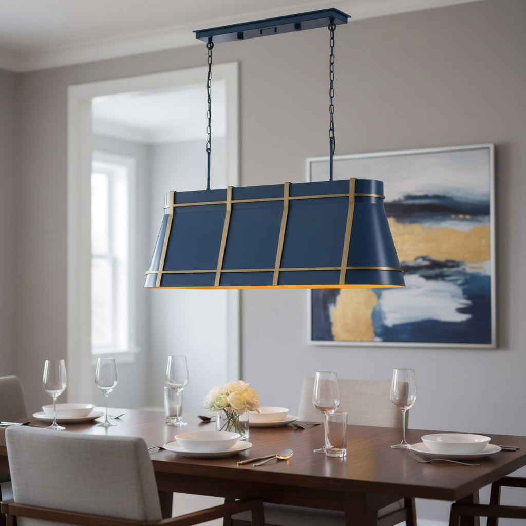 Brasserie 4 Light Linear - French Blue/Heritage Bronze