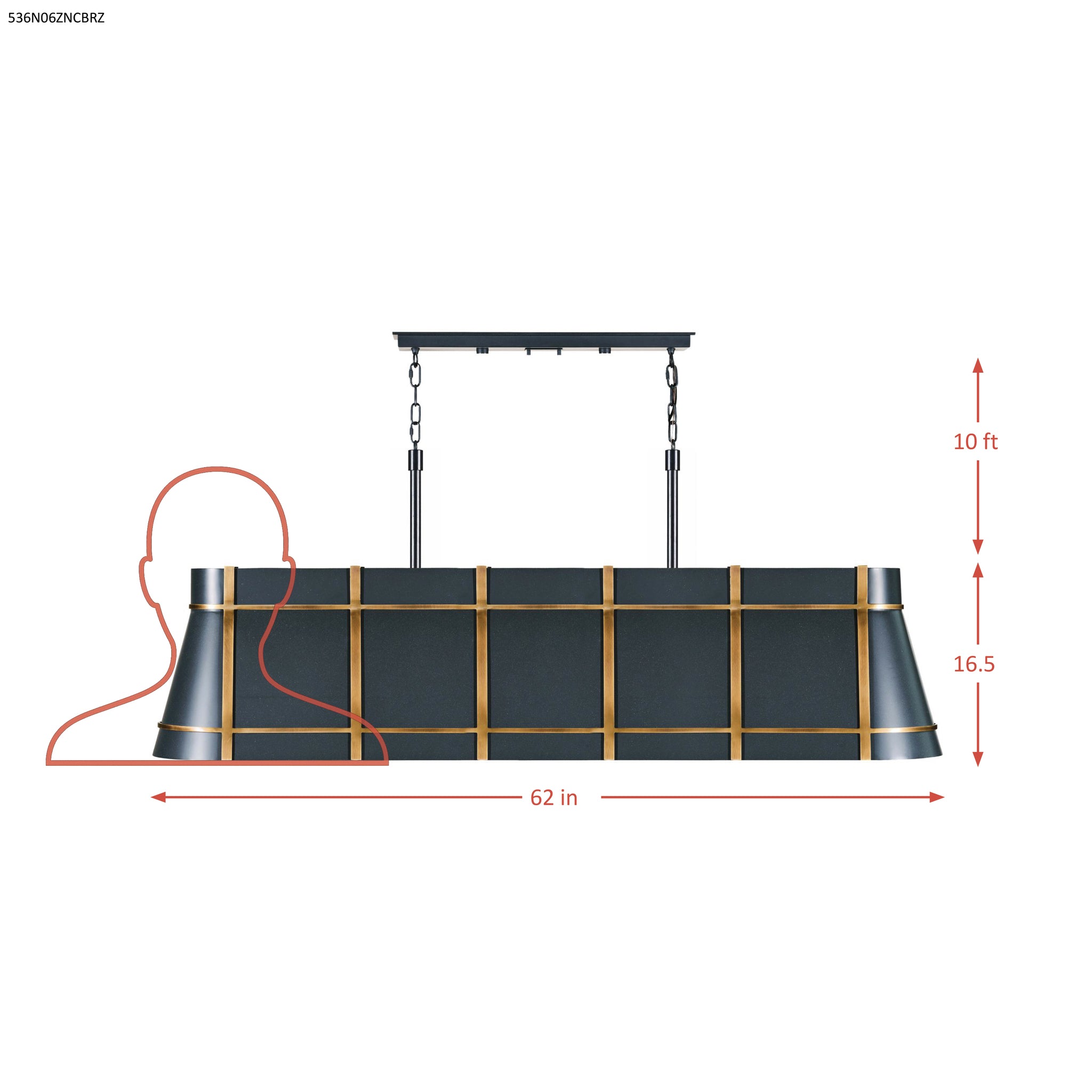 Brasserie 6 Light Linear - Blackened Zinc/Heritage Bronze