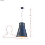 Brasserie 1 Light Pendant - French Blue/Heritage Bronze