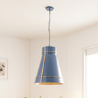 Brasserie 1 Light Pendant - French Blue/Heritage Bronze