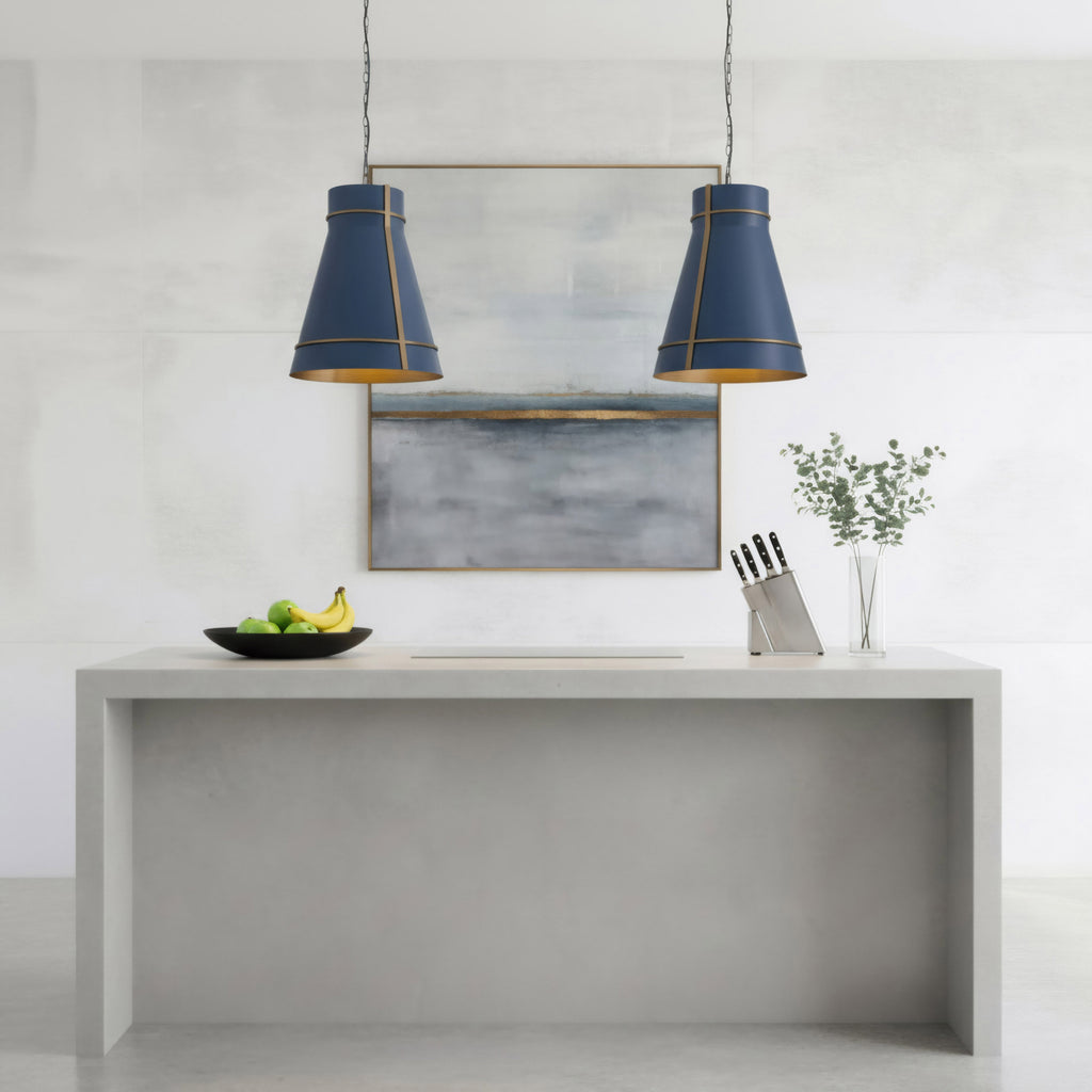 Brasserie 1 Light Pendant - French Blue/Heritage Bronze