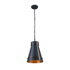 Brasserie 1 Light Pendant - Blackened Zinc/Heritage Bronze
