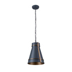 Brasserie 1 Light Pendant - Blackened Zinc/Heritage Bronze