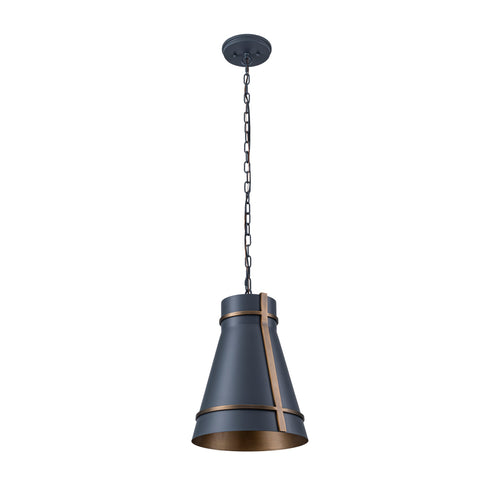 Brasserie 1 Light Pendant - Blackened Zinc/Heritage Bronze
