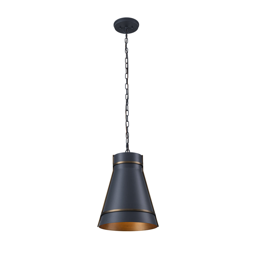 Brasserie 1 Light Pendant - Blackened Zinc/Heritage Bronze
