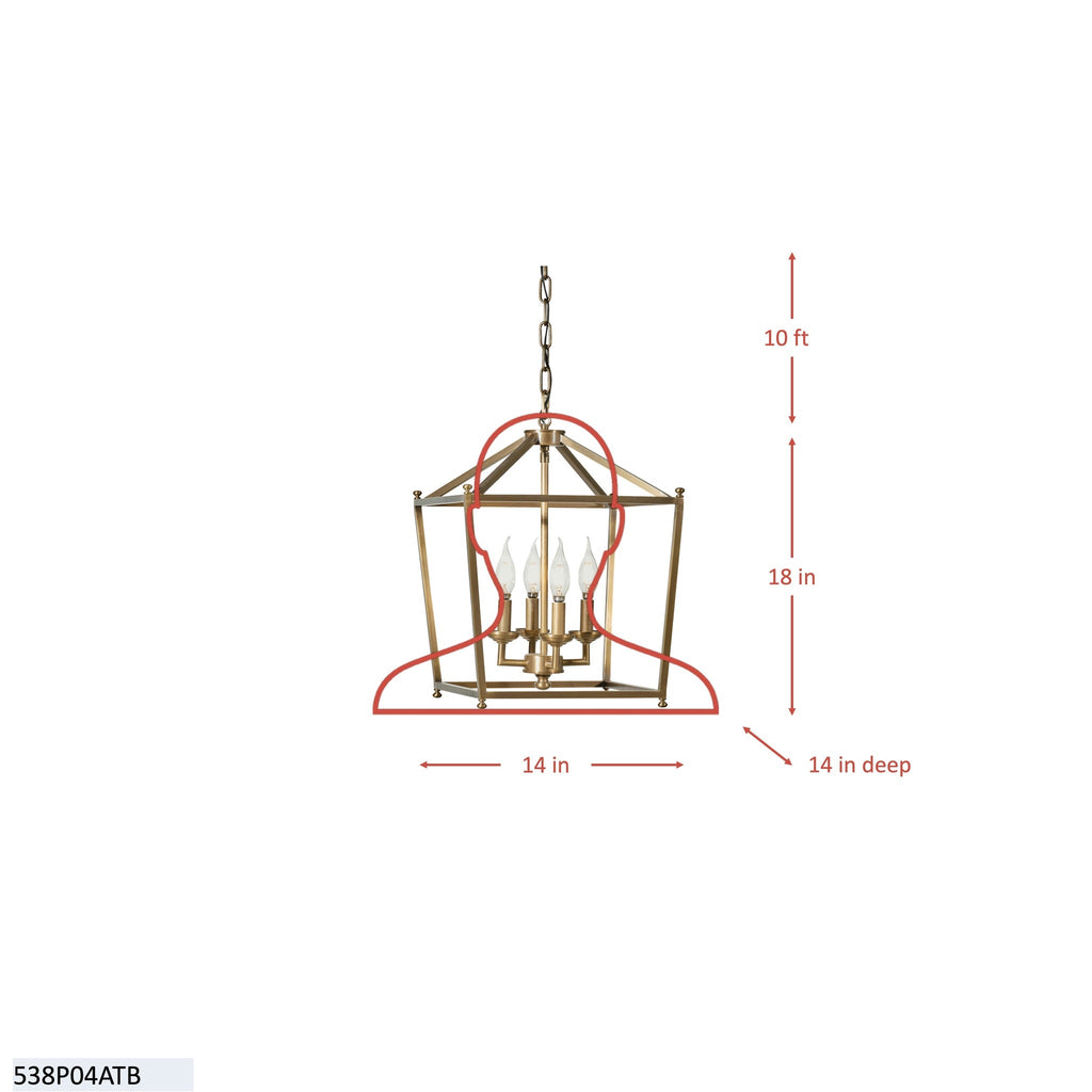 Gridlock 4 Light Pendant - Antique Bronze