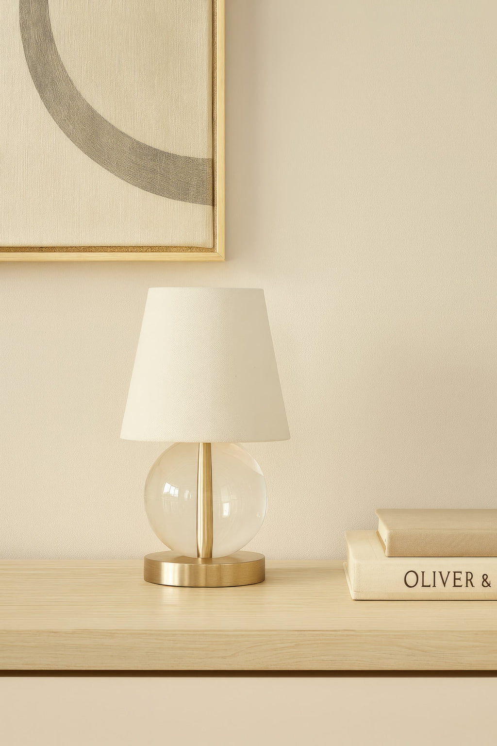 Mona & Lisa 1 Light Spherical Crystal Table Lamp - Antique Bronze