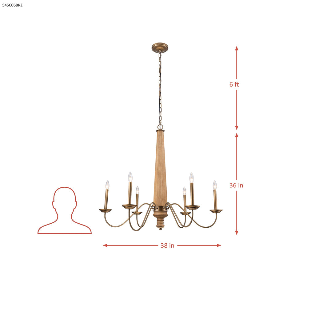 Dinner at 6 Light Chandelier - Heritage Bronze