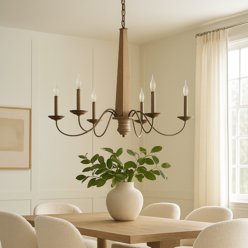 Dinner at 6 Light Chandelier - Heritage Bronze