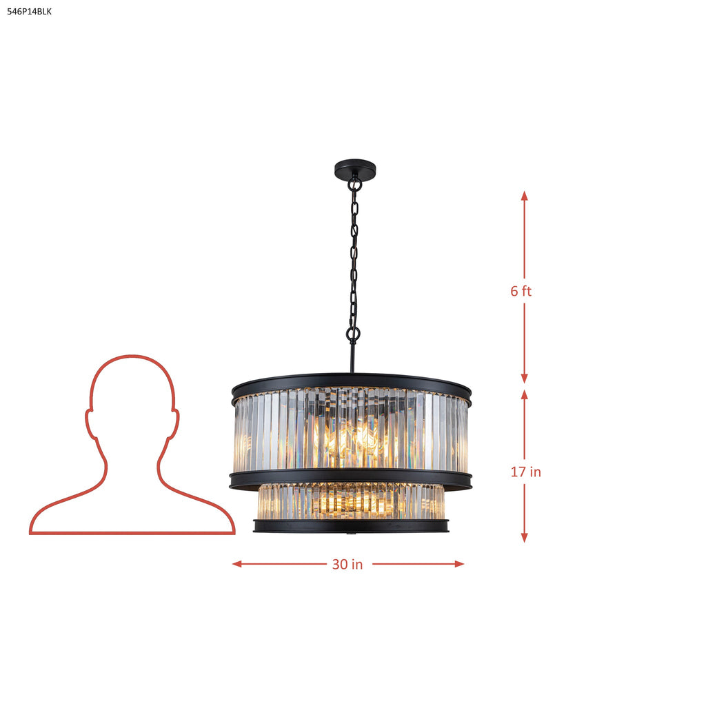 Double Take 14 Light 2-Tier Pendant - Heritage Black