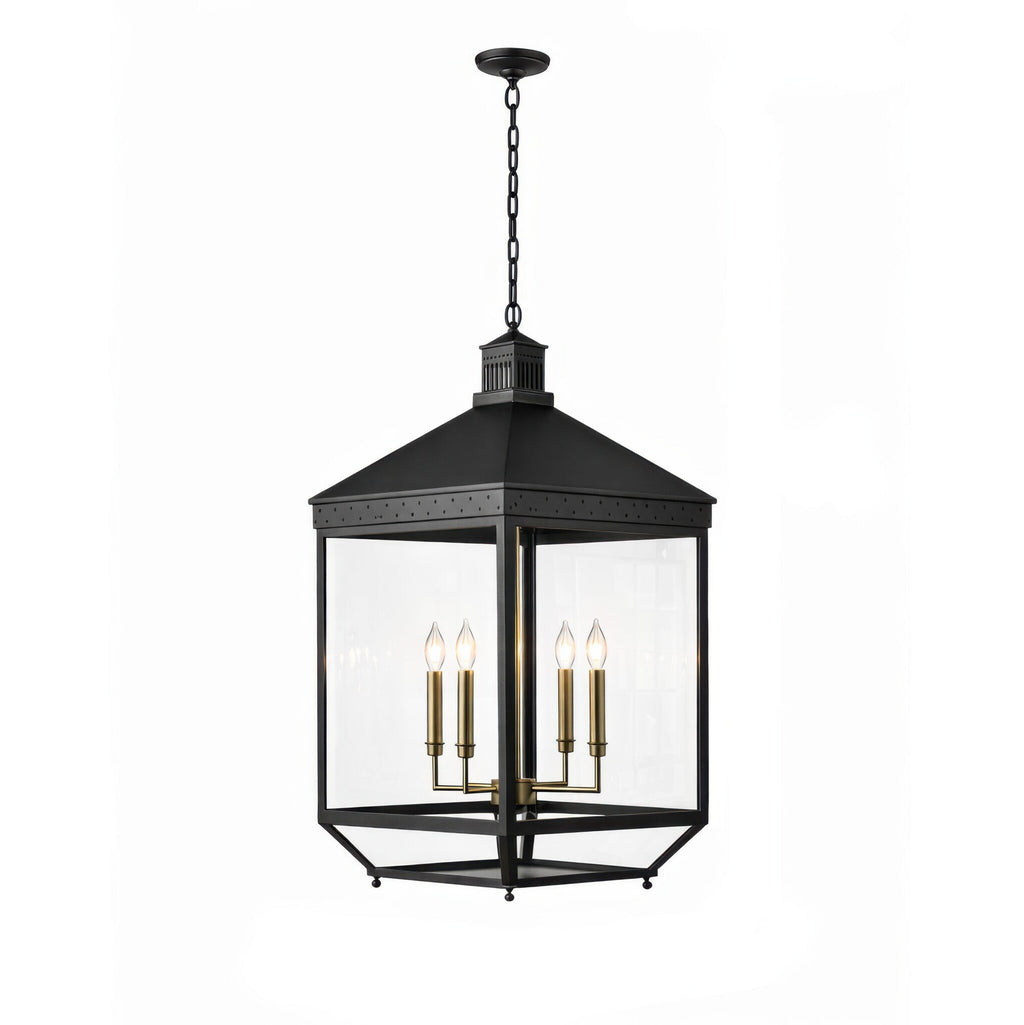 Midnight Manor Large 4 Light Pendant - Blackened Zinc/Antique Bronze