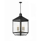 Midnight Manor Large 4 Light Pendant - Blackened Zinc/Antique Bronze