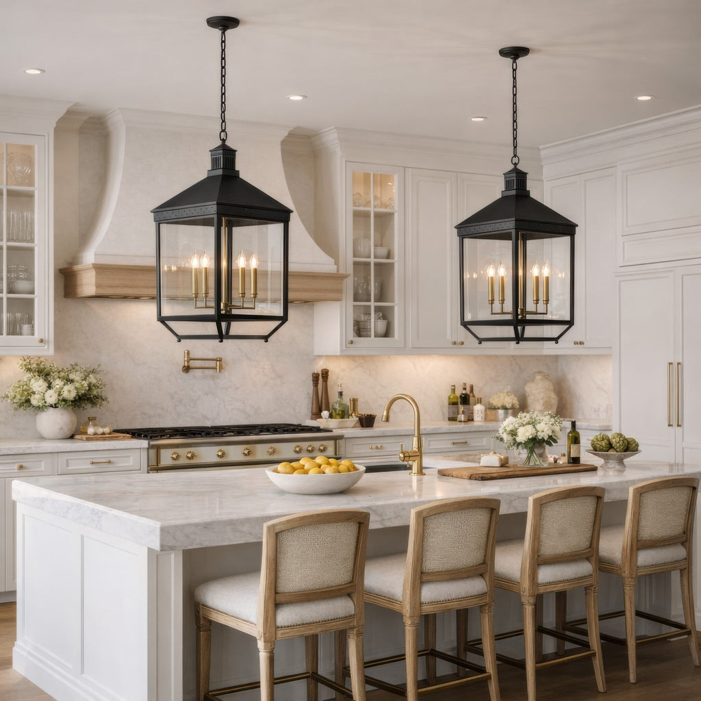 Midnight Manor Large 4 Light Pendant - Blackened Zinc/Antique Bronze