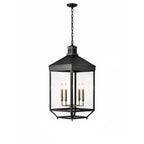 Midnight Manor 4 Light Medium Pendant - Blackened Zinc/Antique Bronze