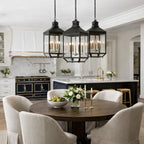 Midnight Manor 4 Light Medium Pendant - Blackened Zinc/Antique Bronze