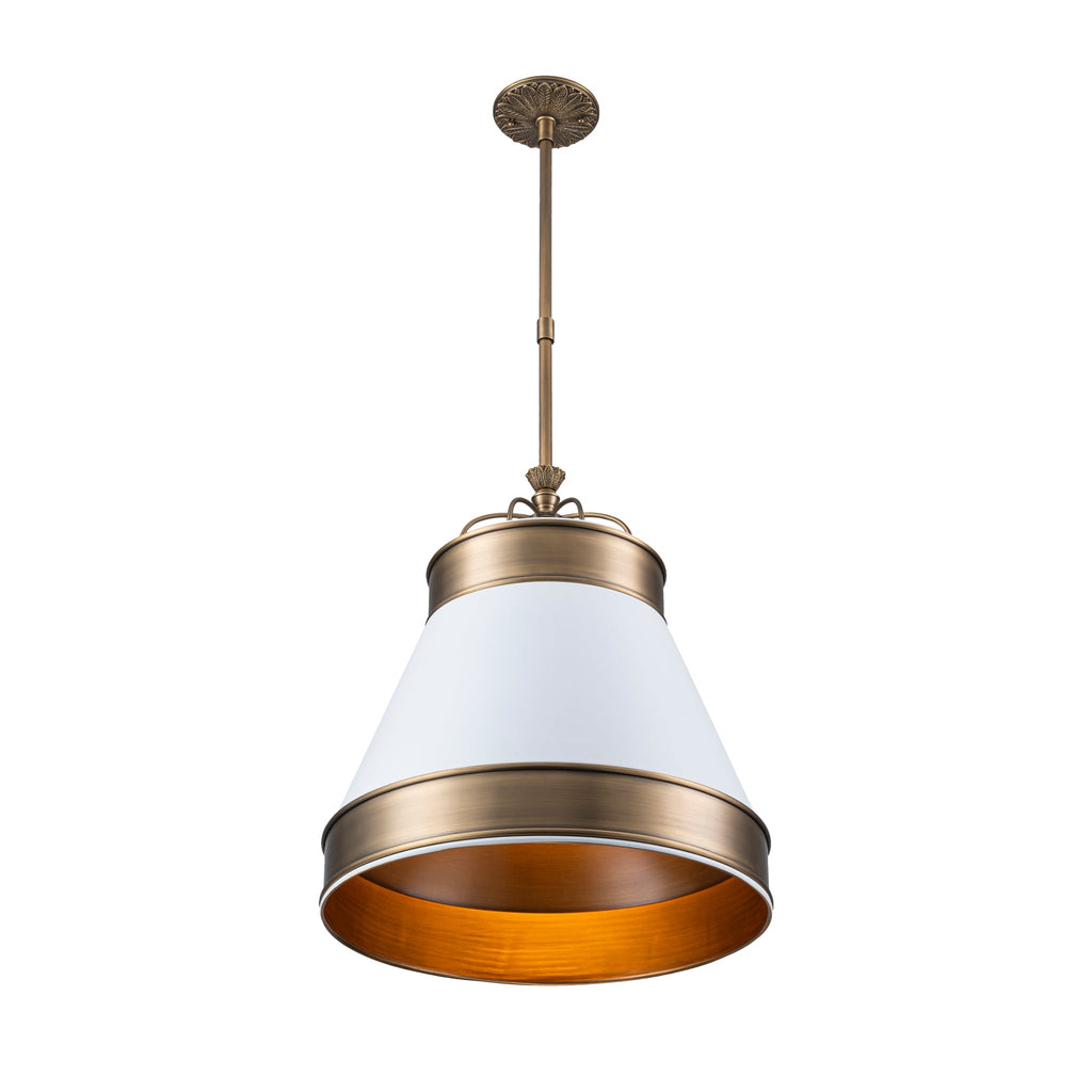 Savarin 1 Light Medium Pendant - Heritage White/Heritage Bronze