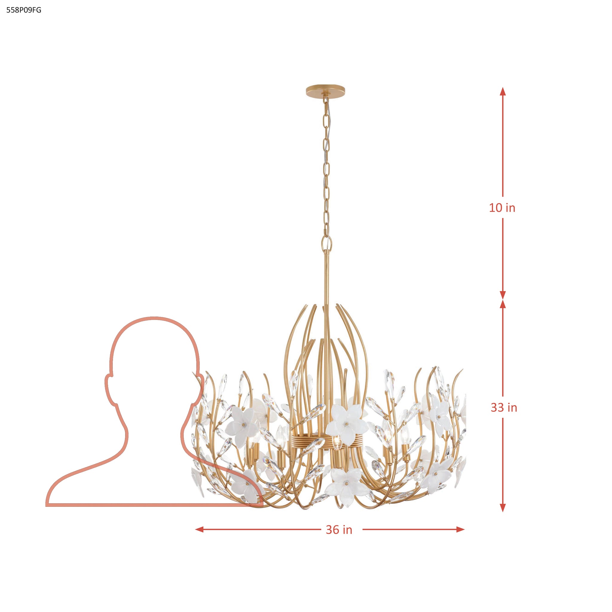 Petal Court 9 Light Pendant