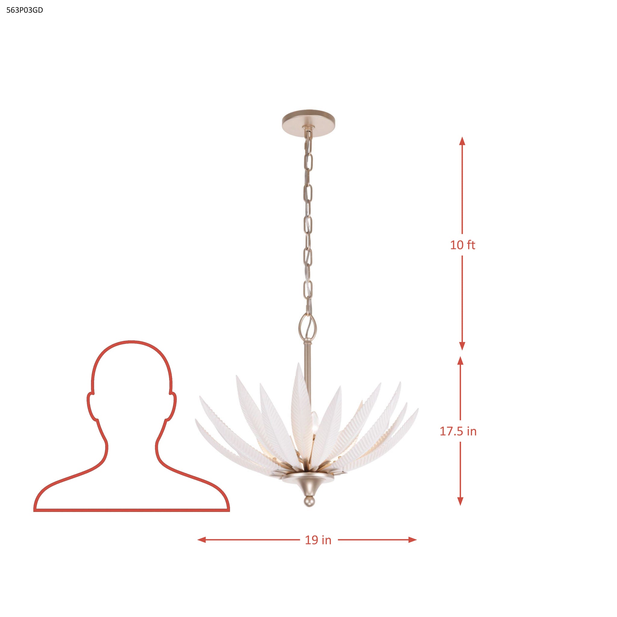 Zanara  3 Light Pendant with 3D Printed Ceramic Leaves