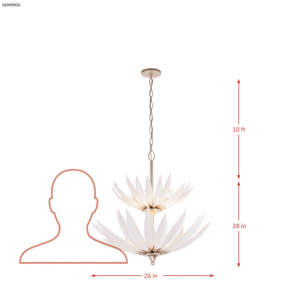 Zanara 9 Light Pendantwith 3D Printed Ceramic Leaves