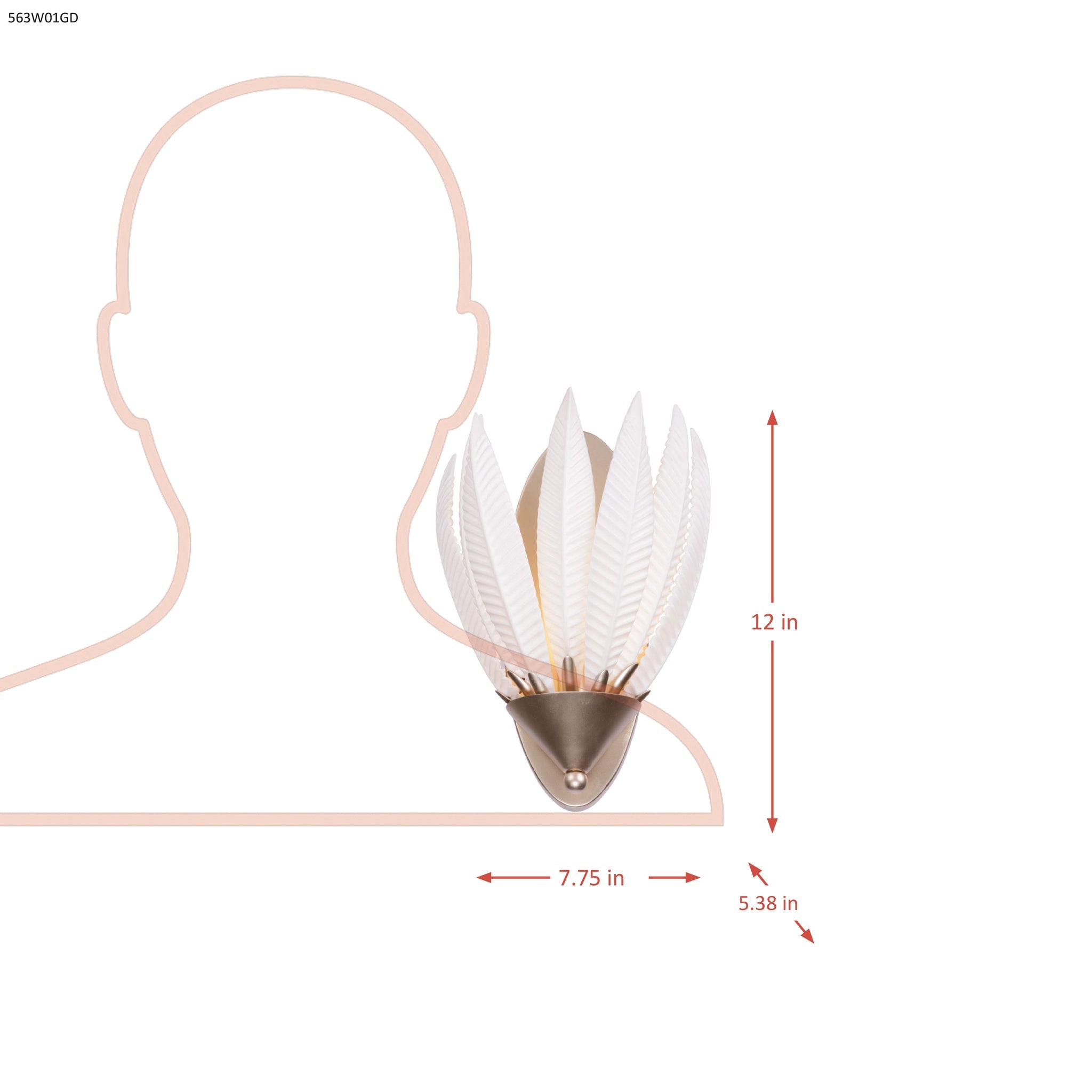 Zanara 1 light Sconcewith 3D Printed Ceramic Leaves