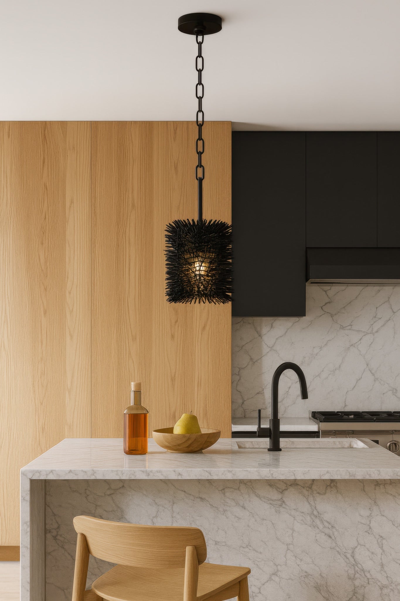 Urchin 1 Light Cylinder Mini Pendant - Black