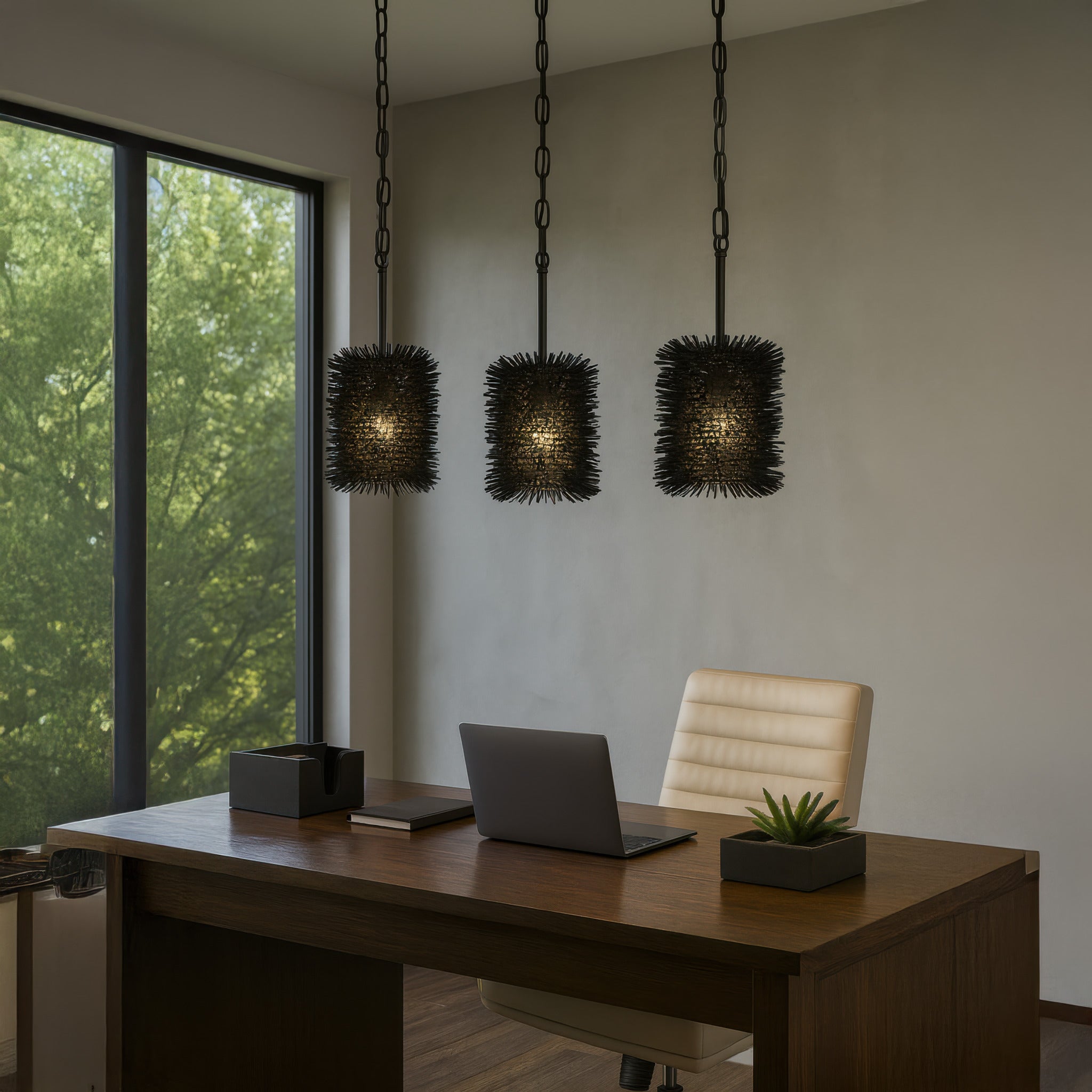 Urchin 1 Light Cylinder Mini Pendant - Black