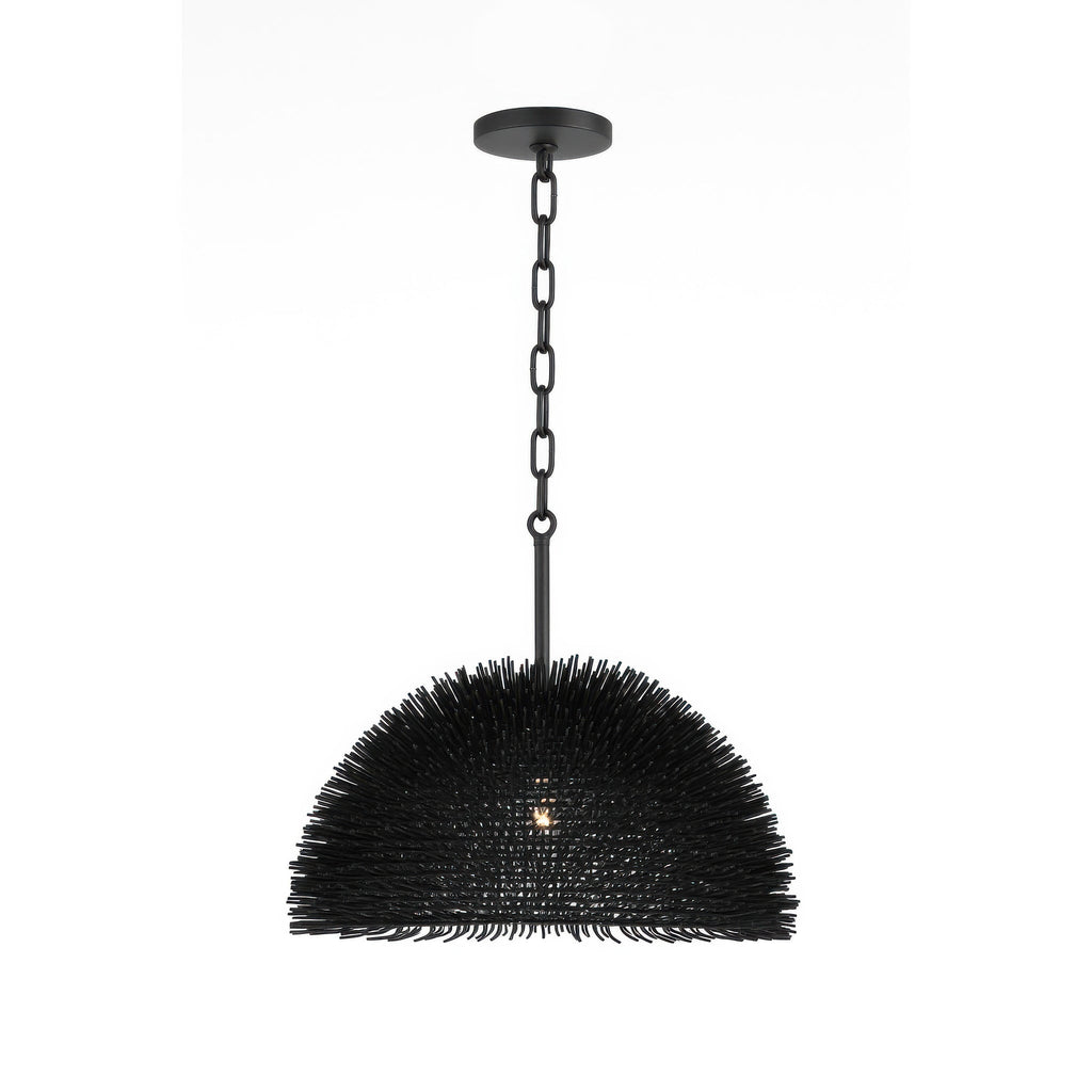 Urchin 1 Light Dome Pendant - Black