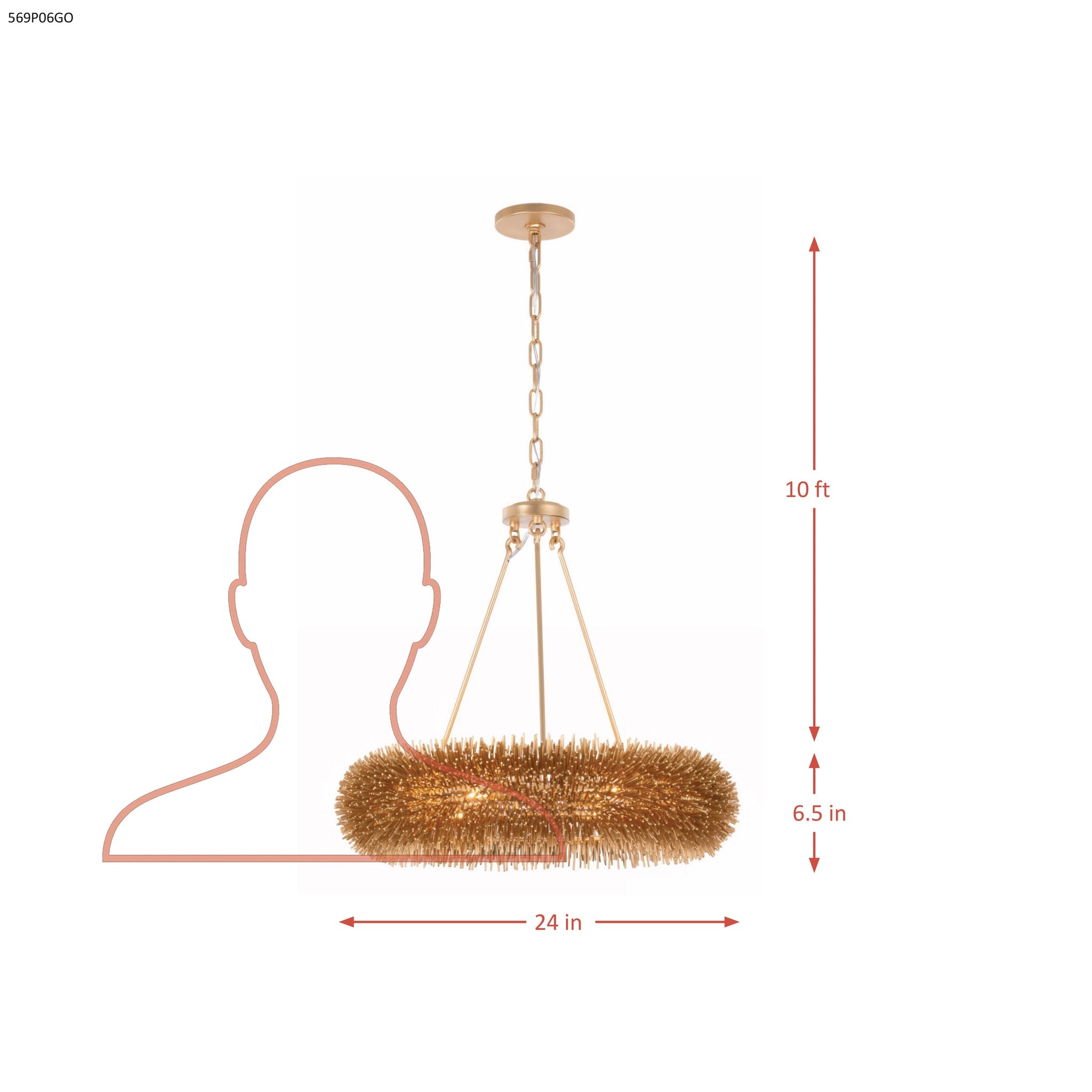 Urchin 6 Light Pendant - Gold
