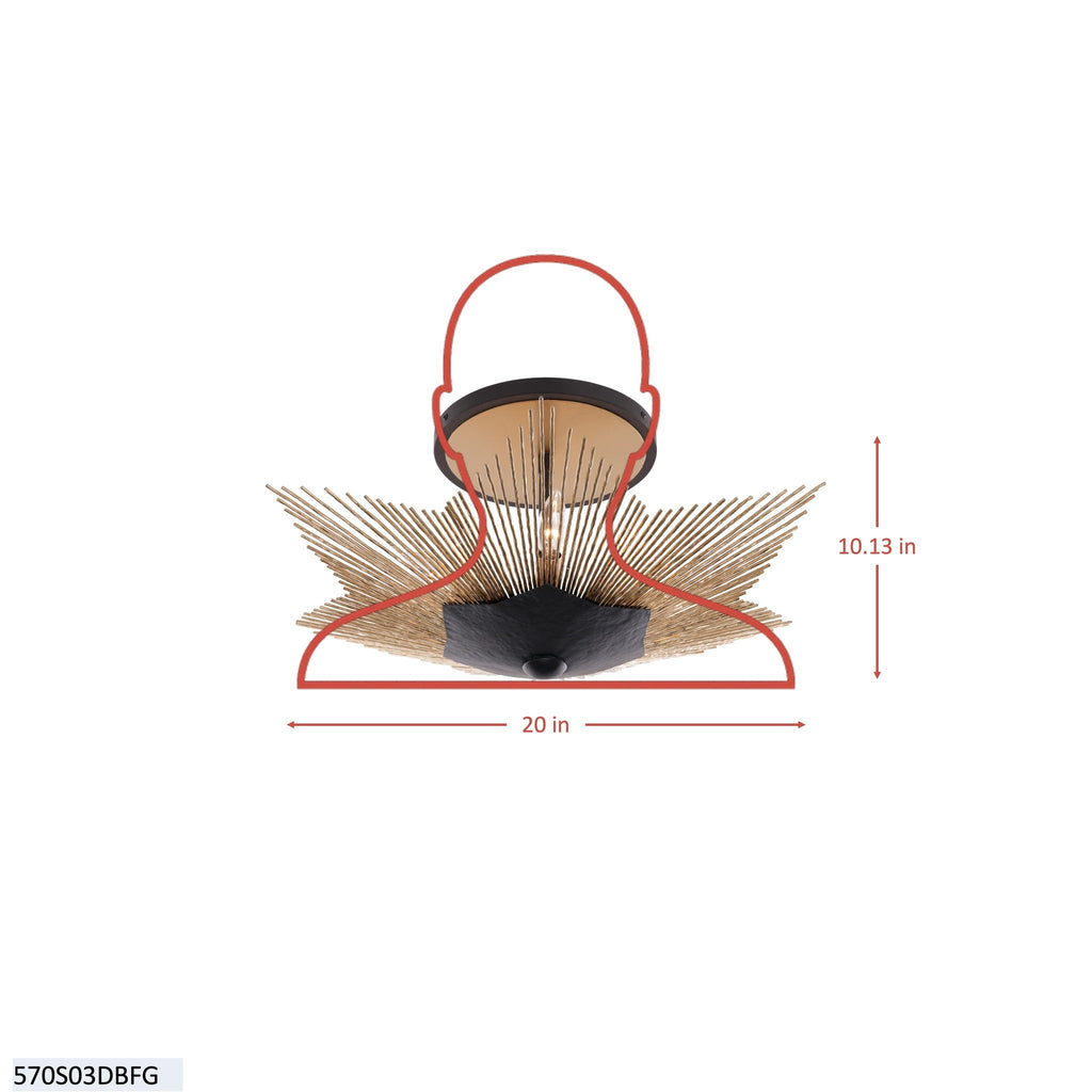 Aristocrat 3  Light Semi Flush