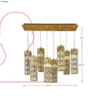 Golden Hour 8 Light Dimmable Linear Cluster of Pendants