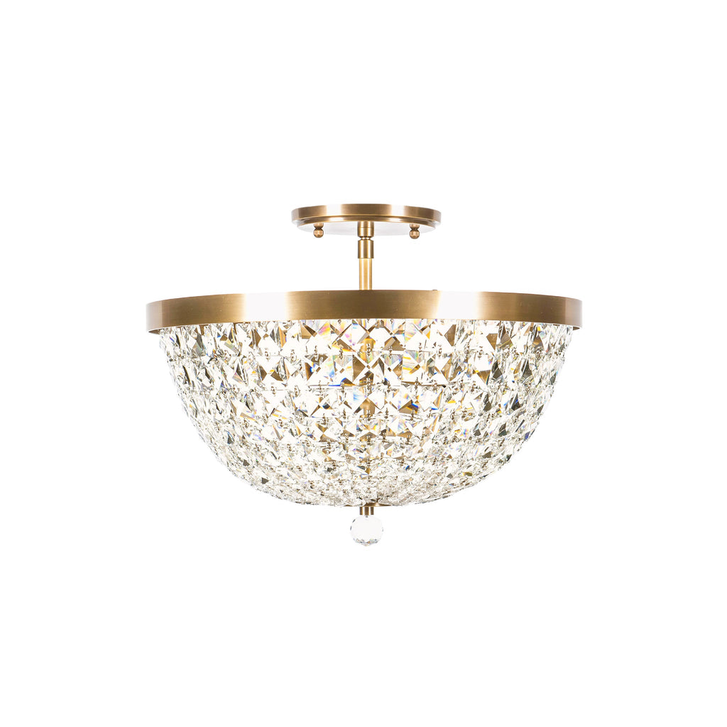 Crystal Baller 3 Light Leaded Crystal Empire Semi-Flush Mount - Antique Bronze