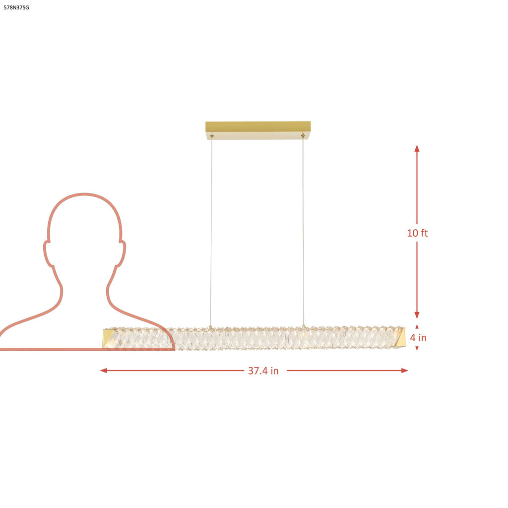 Golden Ratio 37 in LED Crystal Linear Pendant