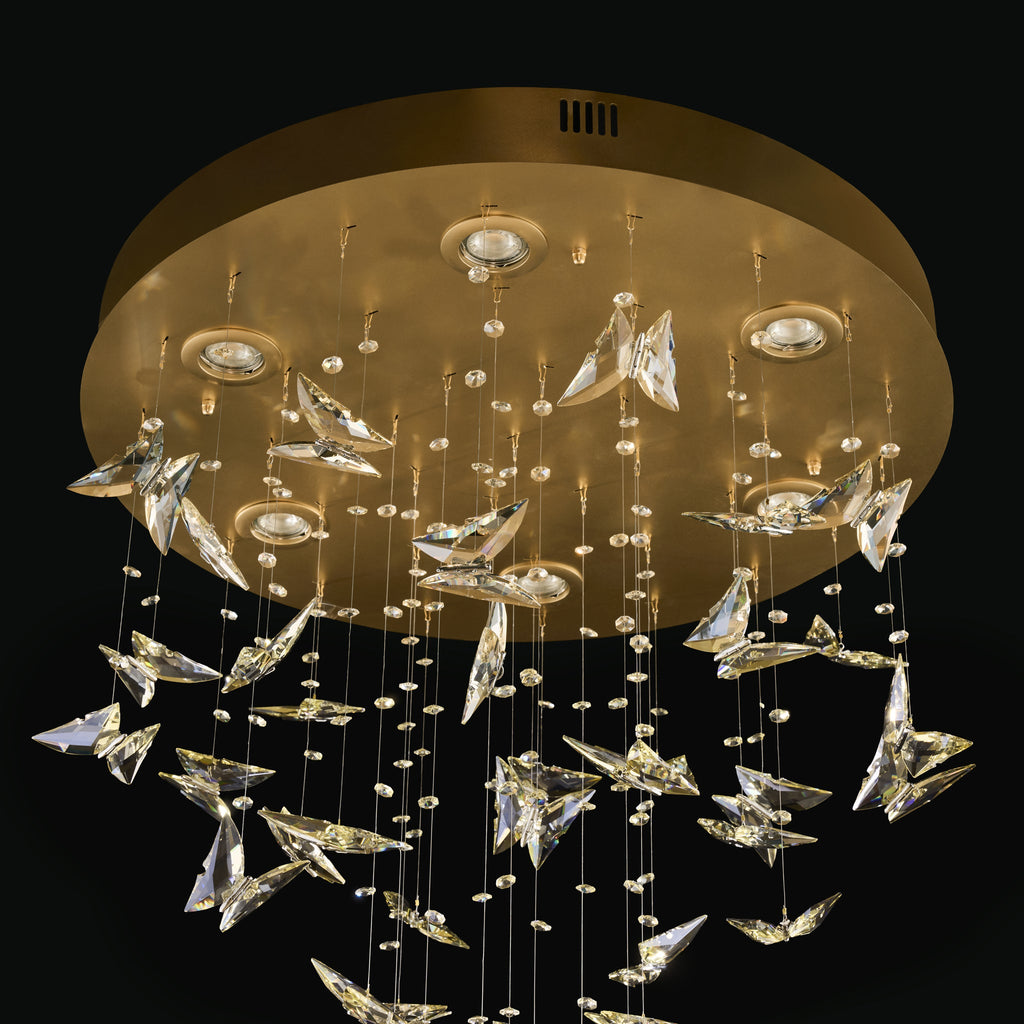 Night Garden 6 Light Leaded Crystal Butterfly Flush Mount