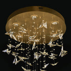 Night Garden 6 Light Leaded Crystal Butterfly Flush Mount