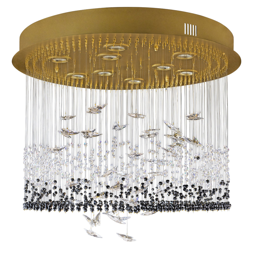 Night Garden 9 Light Leaded Crystal Butterfly Flush Mount