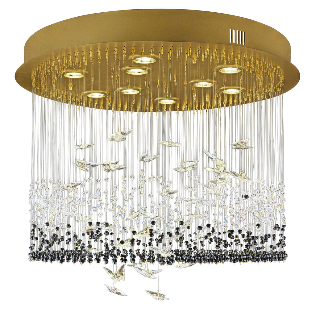 Night Garden 9 Light Leaded Crystal Butterfly Flush Mount