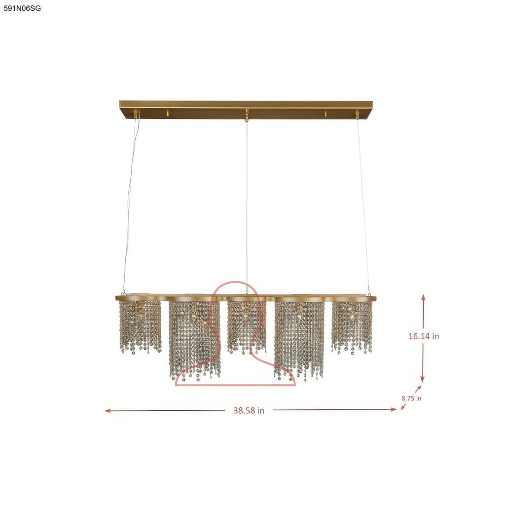 Deco Drippy 6 Light Dimmable Linear Dining Pendant