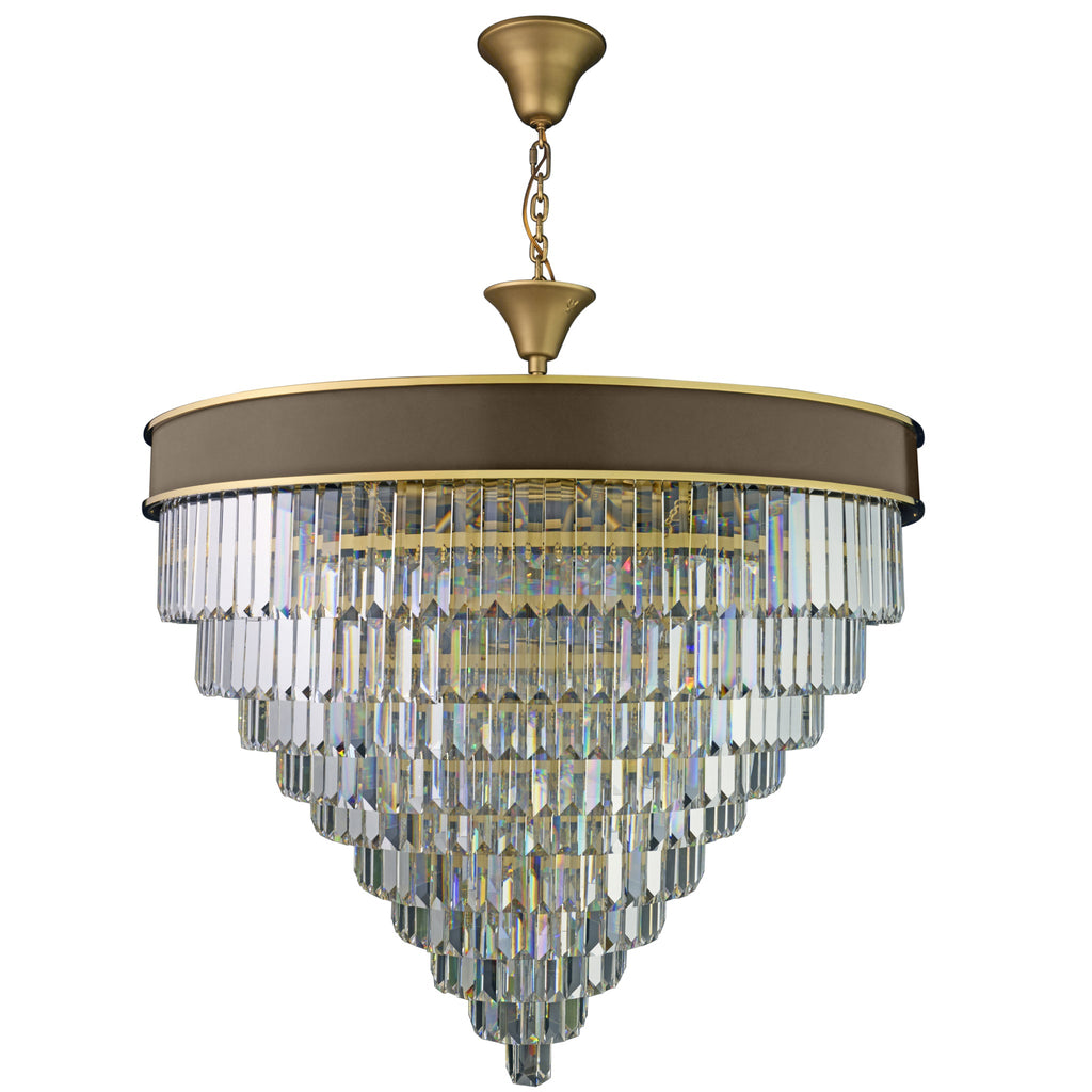 Strata 25 Light Dimmable Pendant Chandelier - Espresso Brown, Polished Gold and Satin Gold