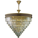 Strata 25 Light Dimmable Pendant Chandelier - Espresso Brown, Polished Gold and Satin Gold