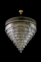 Strata 25 Light Dimmable Pendant Chandelier - Espresso Brown, Polished Gold and Satin Gold