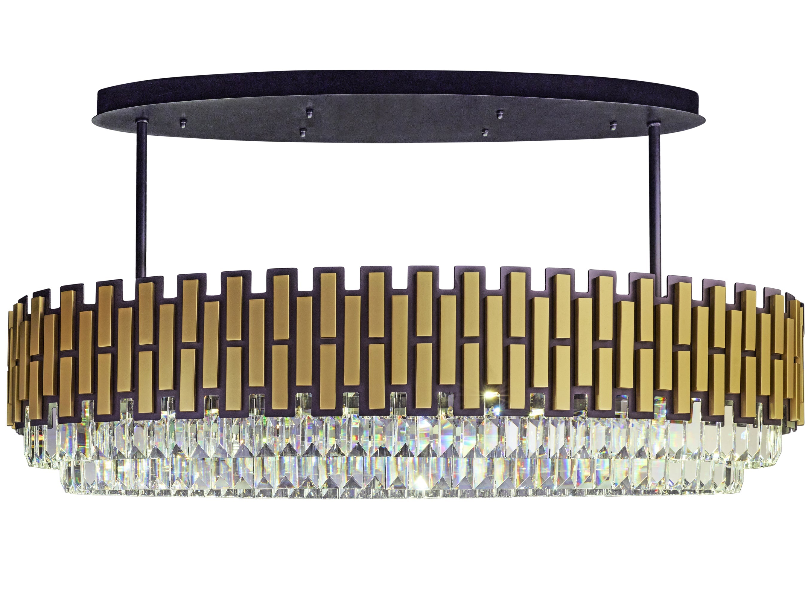 Black Tie 12 Light Dimmable Linear Pendant - Black and Satin Gold