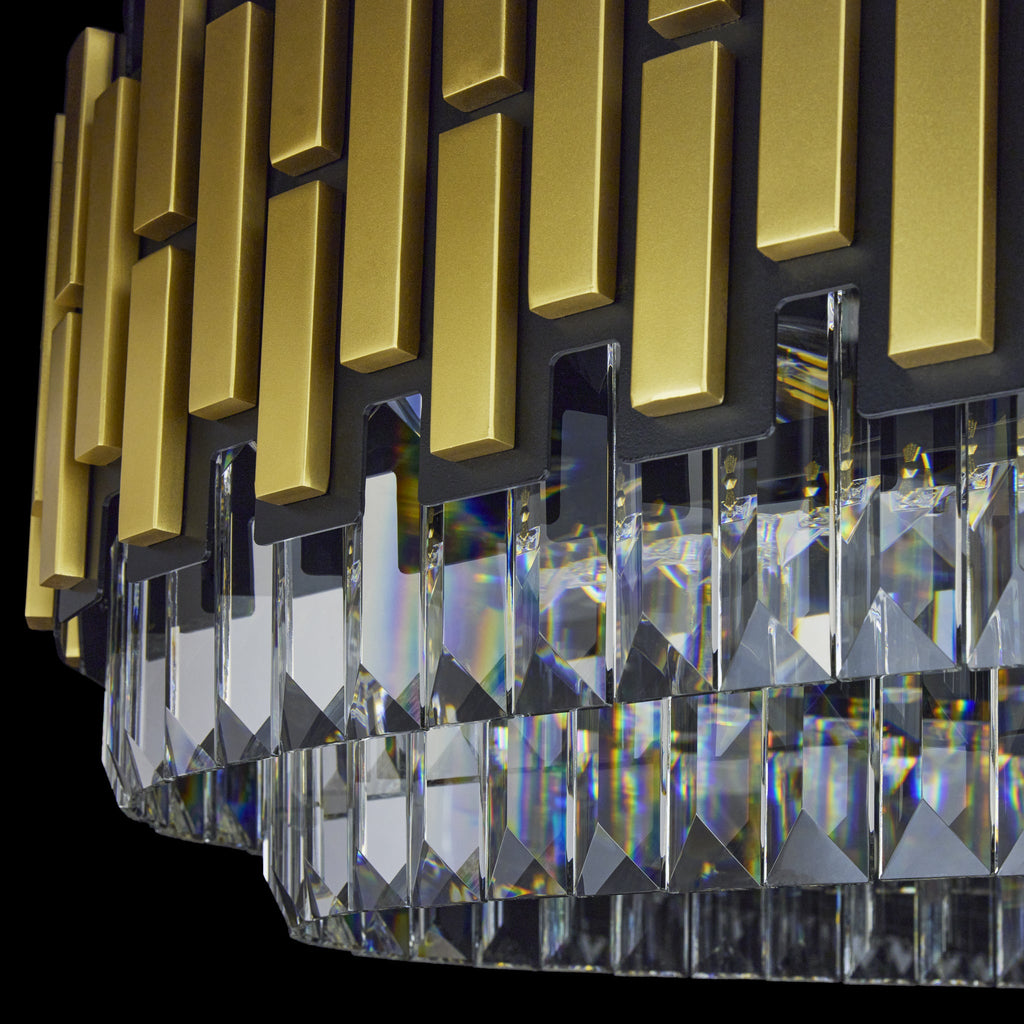 Black Tie 12 Light Dimmable Linear Pendant - Black and Satin Gold