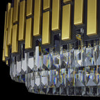 Black Tie 12 Light Dimmable Linear Pendant - Black and Satin Gold