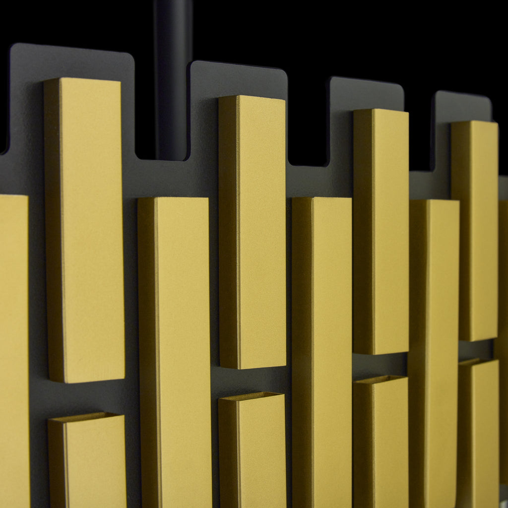 Black Tie 12 Light Dimmable Linear Pendant - Black and Satin Gold